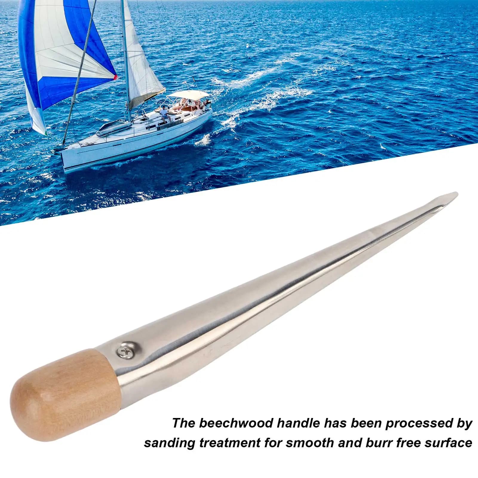 Marine Rope Splicing Spike 304 Stainless Steel Pom Plastic Handle Maintenance Tool for Boats Yachts Plastic Handle Splicing Fid