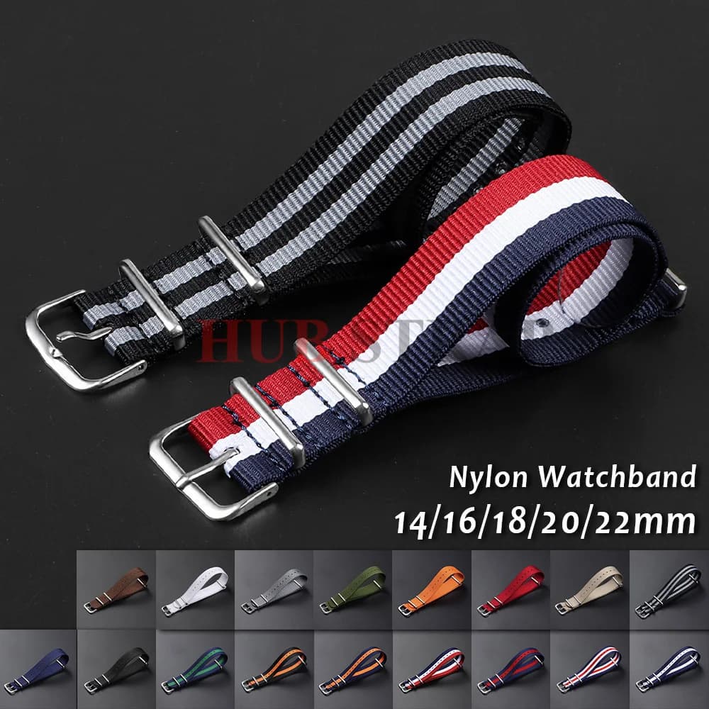 14mm 16mm 18mm 20mm 22mm 24mm Nylon Canvas Watch Strap Universal Braided Watch Band One Piece Loop Bracelet Women Men Wristband