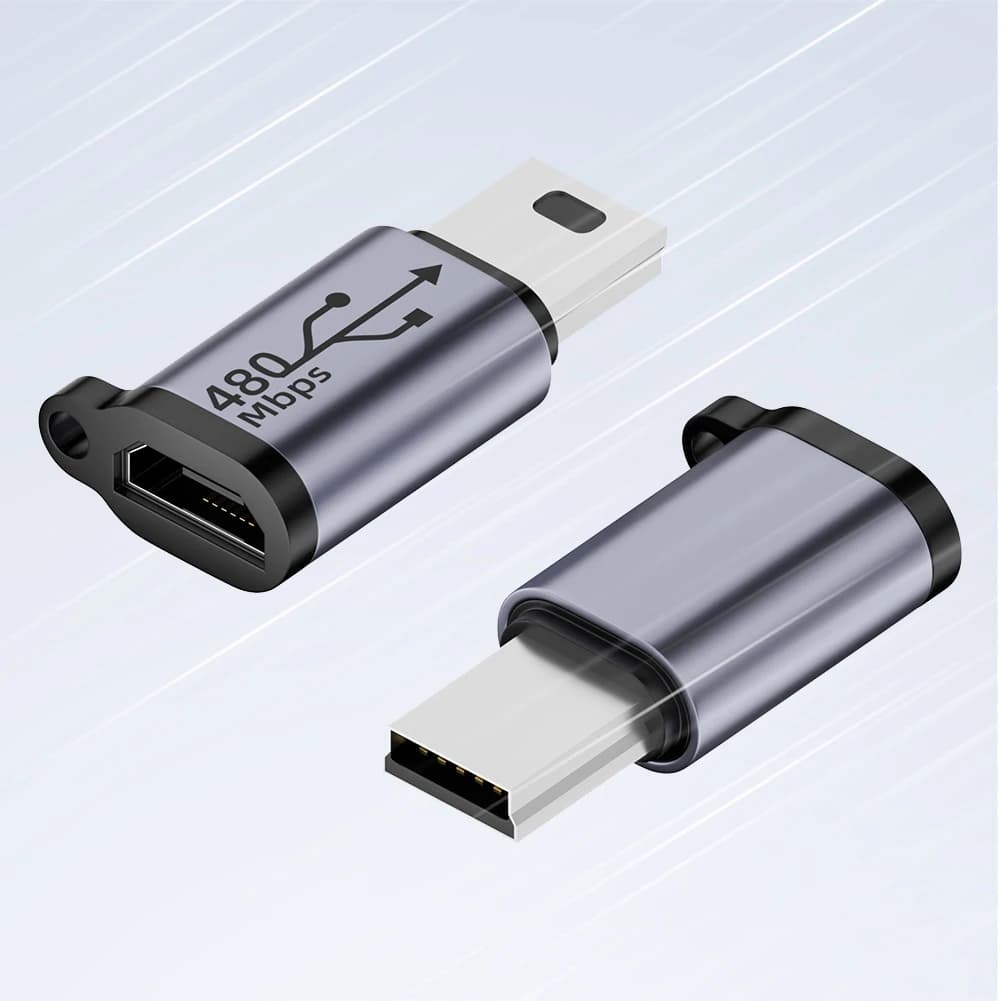 Adattatore Micro USB femmina a Mini USB maschio da 2 pezzi 480Mbps Micro USB femmina a tipo C/connettore Mini USB 18W per telefono/tablet/PC