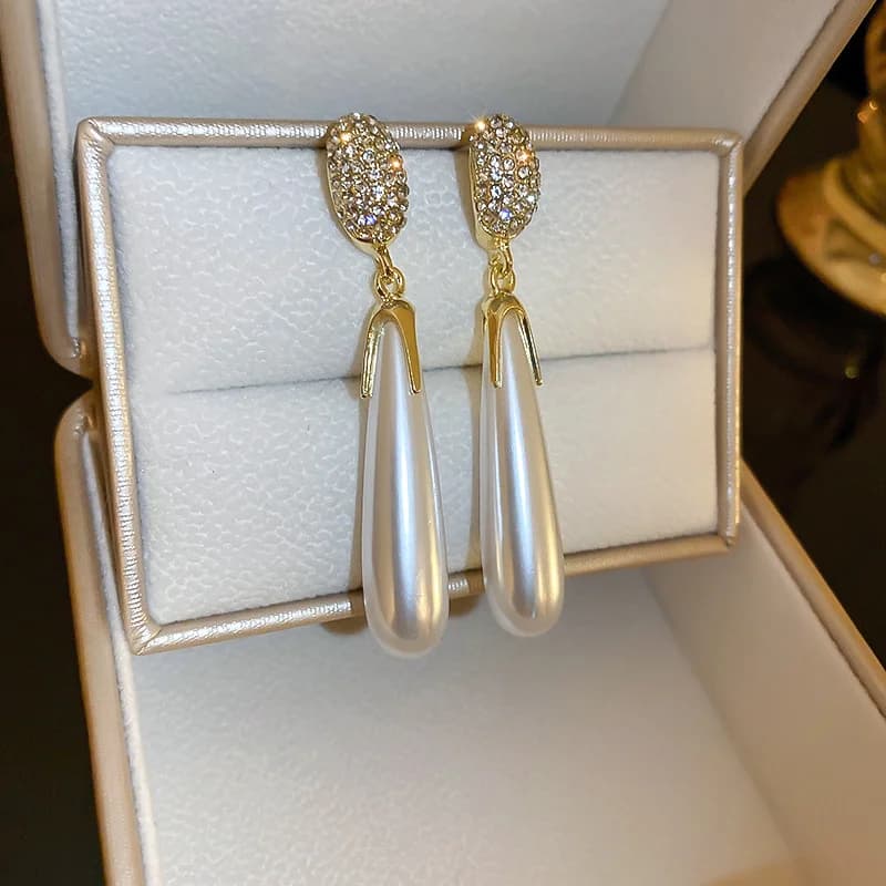 Orecchini Pendenti Vintage con Perle, Lunghi a Goccia d'Acqua, Gioielli di Moda per Feste e Uso Quotidiano, Regalo per Donne