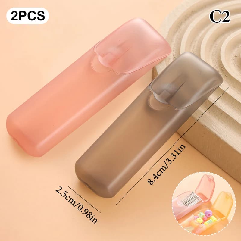 2/4/6pcs Makeup Brushes & Small Essentials With Lids Mini Toothpick Holder Portable Swab Storage Box Travel Organizer For Swabs,