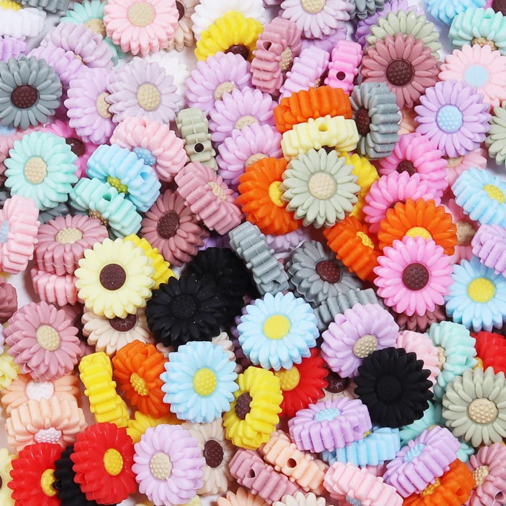 2pcs/Lot 20MM Silicone Daisy Flowers Scatter Beads Loose Beads For Making Jewelry DIY Necklace Pacifier Chain Beads Accessories
