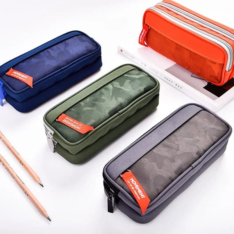 Astuccio per matite in tela mimetica con doppia cerniera Astuccio per matite per ragazzi Astuccio per cancelleria per la scuola Astuccio per penne per studenti Borse per la conservazione di materiale scolastico