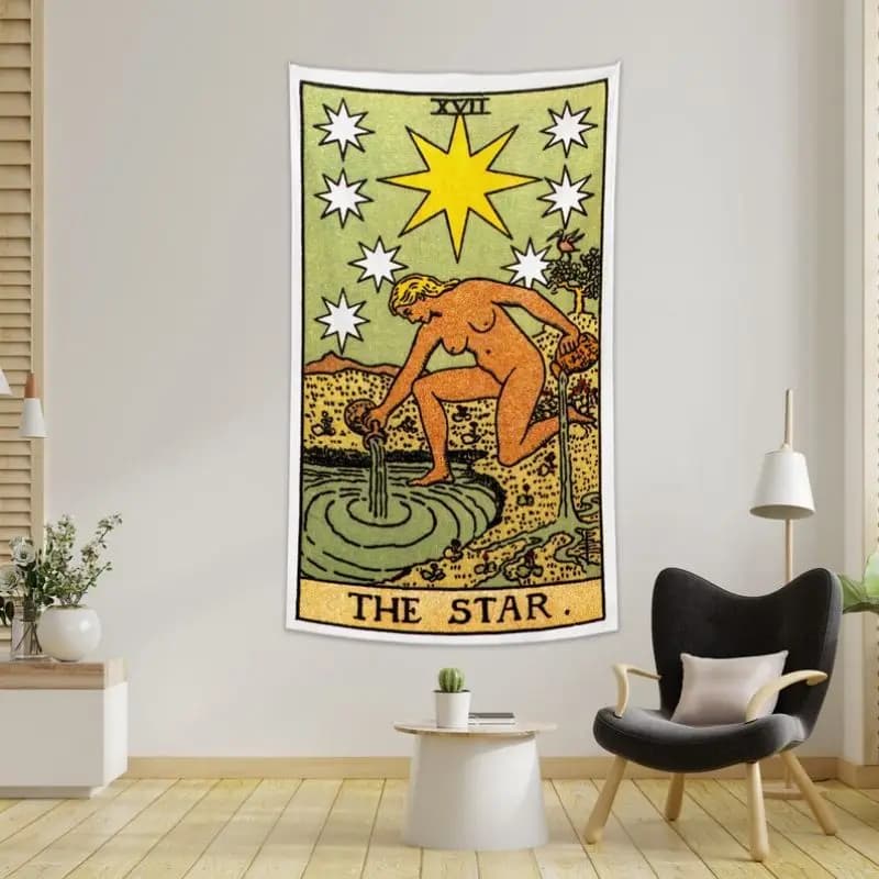 VIKAMA Tarot Star Tapestry Mystic Astrology Wall Hanging Witchy Room Decor for Bedroom Living Room Dorm