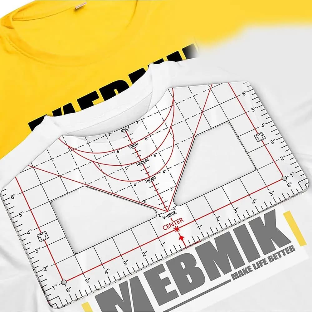 Tshirt Ruler Guide for Vinyl Alignment for Heat Press in HTV Vinyl, All-in-ONE T Shirt Ruler to Center Design and Craft Sewing