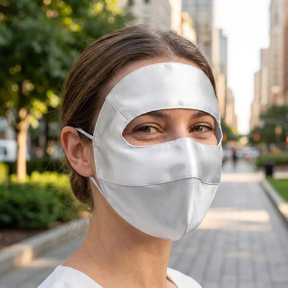 Solar Face Mask 100% Silk Ultra Soft Breathable Anti-UV Solar Protection Extiva Integral Mask for Cycling and Leisure