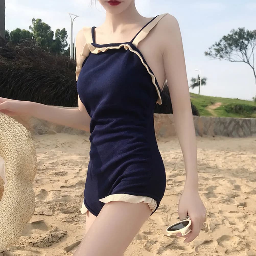 Women Swimsuit Open Back Sexy Slimming Beach Swimwear Summer Vacation Pool Party Hot Spring Wear