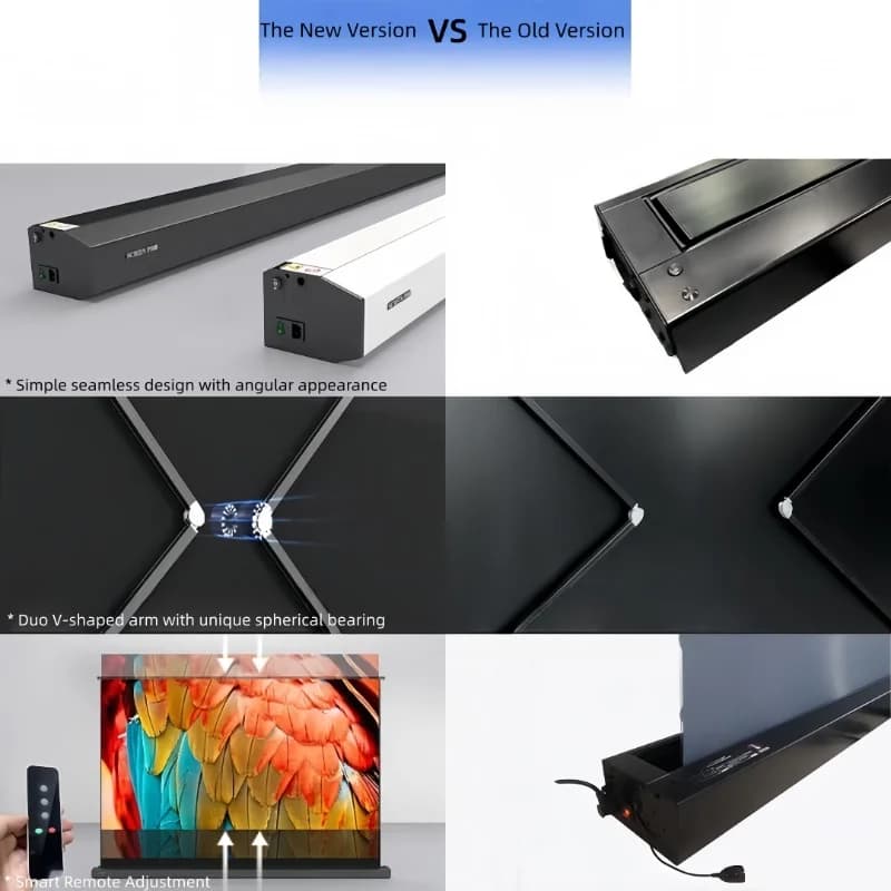 Schermo per proiettore motorizzato da pavimento con tessuto audio anti-luce con foro stenopeico, integrazione perfetta per home cinema e altoparlanti