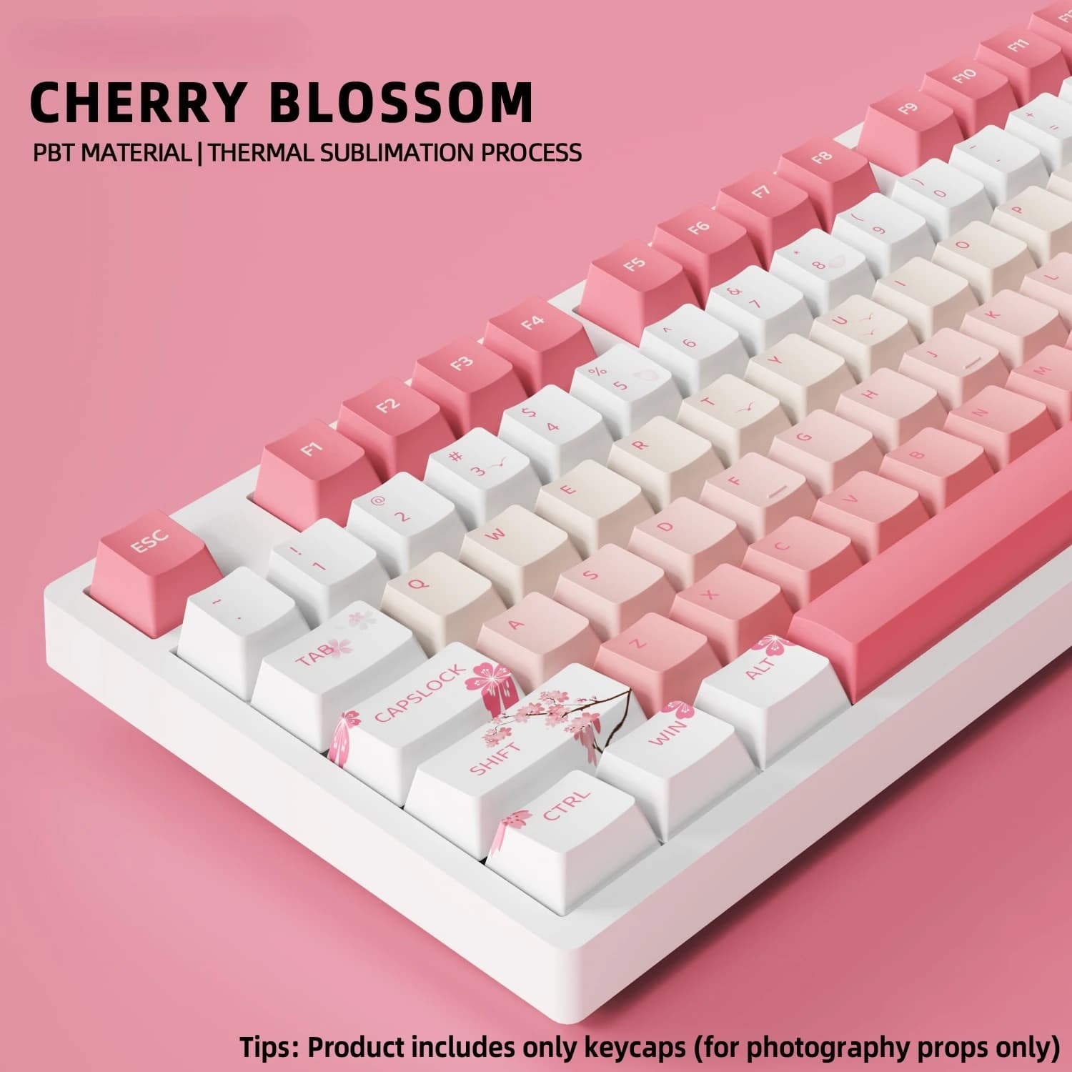 Keyboards Pink Cherry Blossom, Cherry profile, 109 keys, PBT sublimation, compatible with keys to 87 keys
