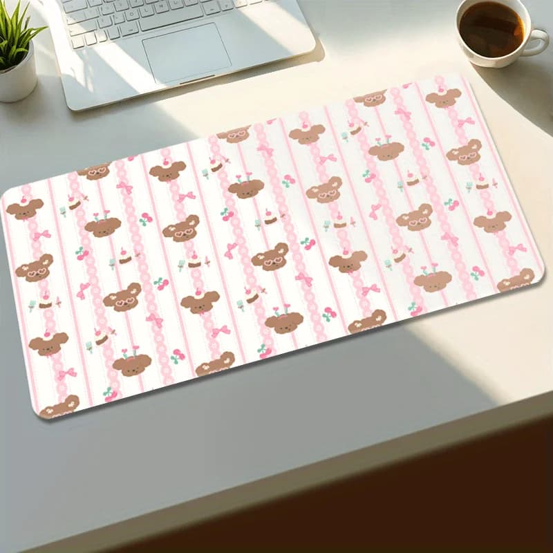 Tappetino per mouse con stampa a righe per cani Poodle, tappetino da scrivania per gaming, base in gomma antiscivolo, tappetino per mouse grande per PC, laptop, tastiera, ufficio, scrivania da gaming