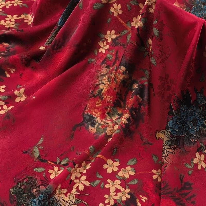 Tessuto di fascia alta in garza di seta imitazione nuvola Tessuto morbido stampato in seta di cotone in stile cinese Abito Cheongsam fai da te Abbigliamento Hanfu