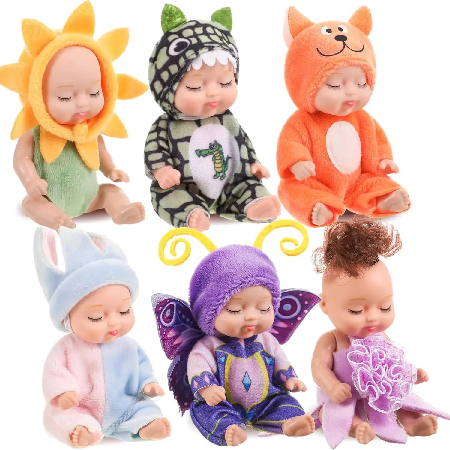 Set di scatole da 6 pezzi Mini Baby Doll Bambola pasquale Piccola bambola rinata carina Set regalo di compleanno Set per ragazze Sleep BJD Doll Jungle Set