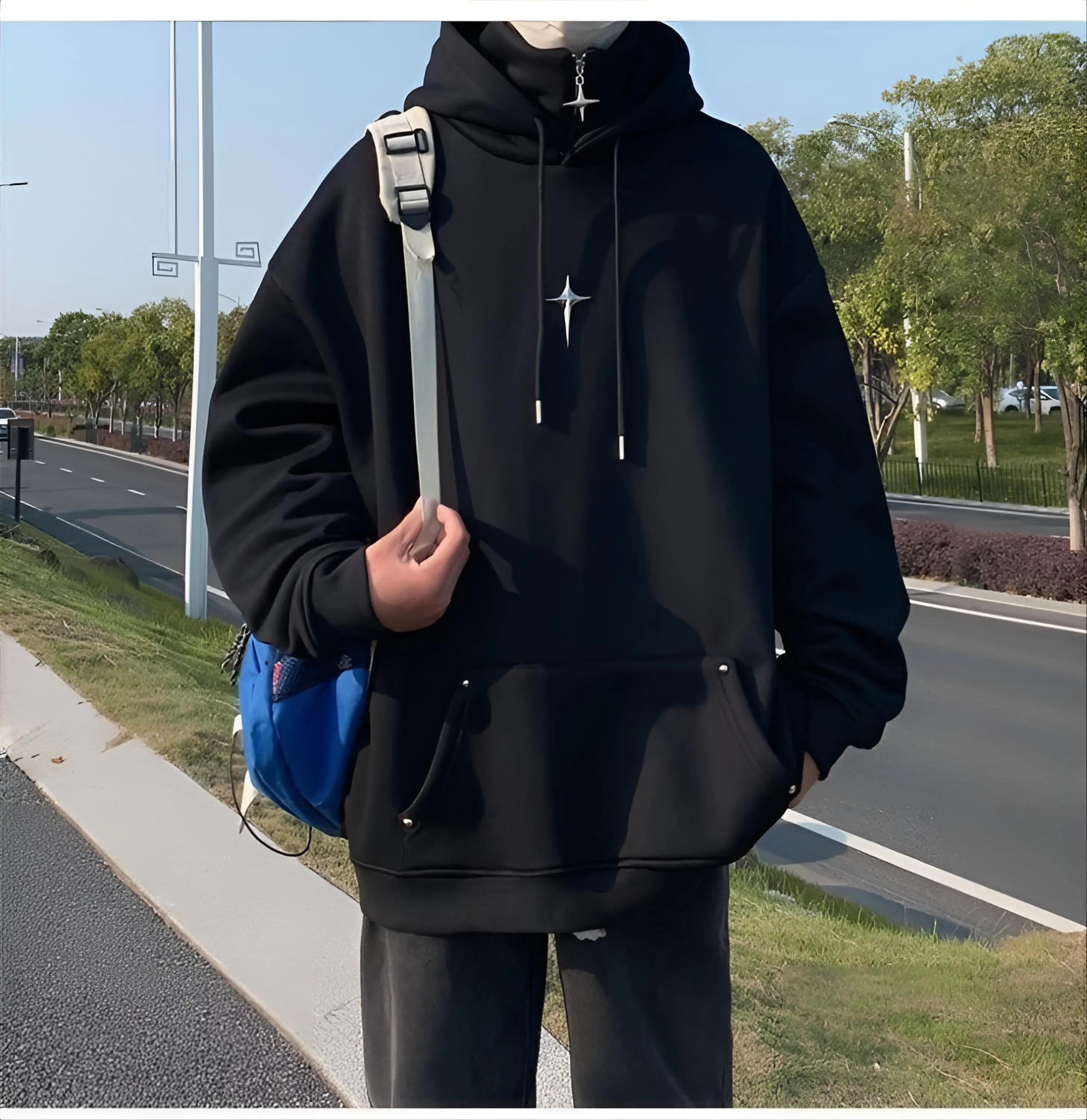 Felpe con Cappuccio da Uomo, Abbigliamento Aviatore, Riscaldate in Lana d'Agnello, Estive, con Bottoni, Comode, Grigie, con Tasche, per Caccia, Stile BF