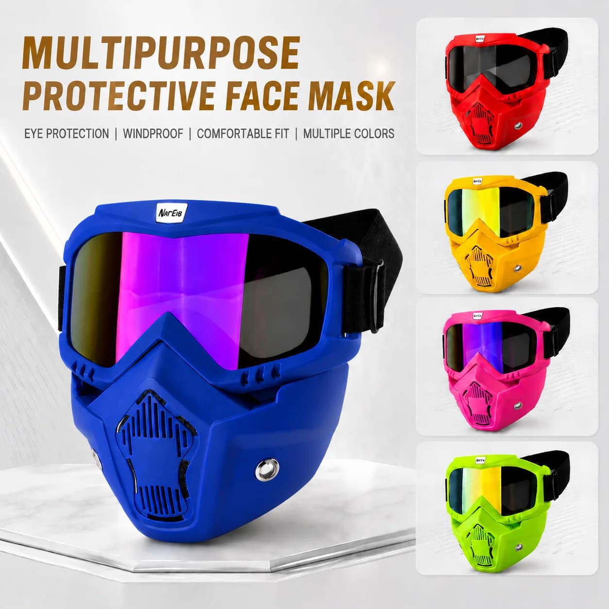 Maschera Protettiva Rimovibile per Moto, Occhiali Tattici per Motocross, Occhiali da Casco, Accessori Moto