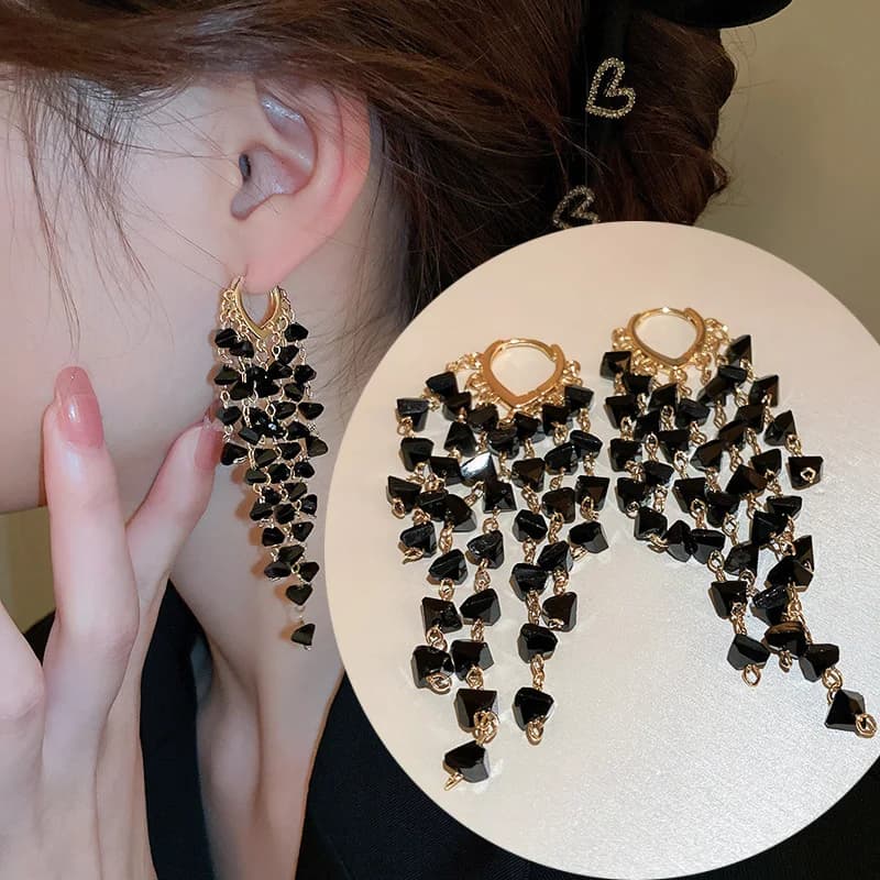Nuovi orecchini margherita con perline nere orecchini pendenti intrecciati a mano esagerati per gioielli da vacanza personalizzati per ragazze da donna
