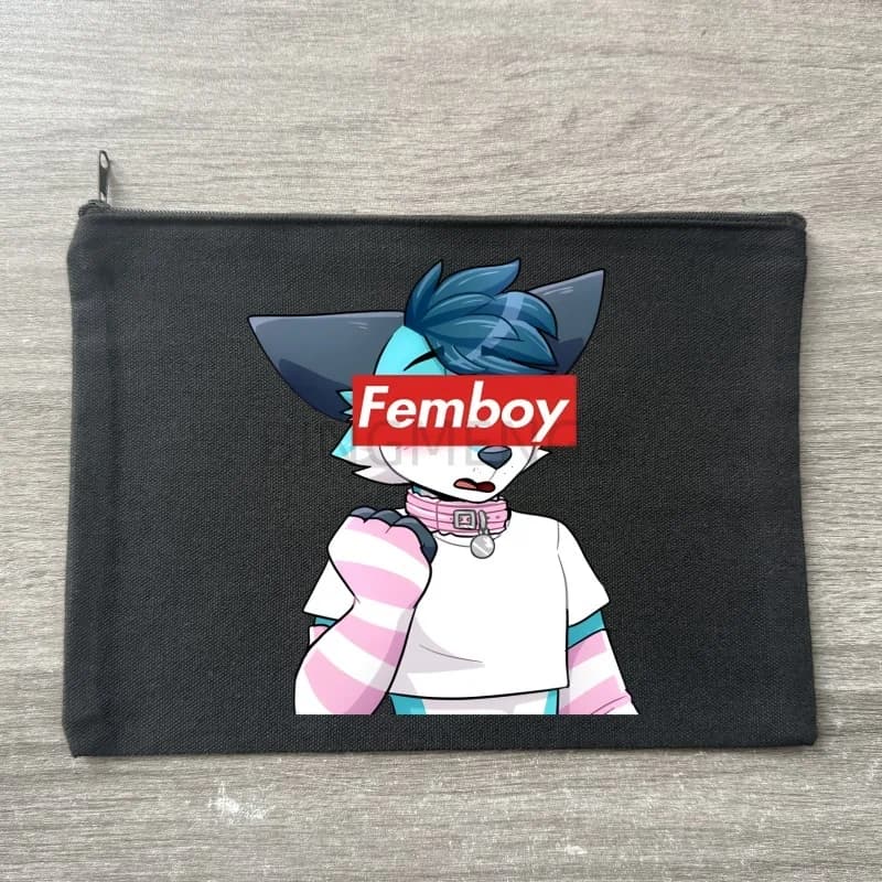 Borsa Cosmetica Femboy Coreana Fairycore Goth in Tela Nera, Organizer da Viaggio, Portaoggetti, Astuccio per Ufficio, Portafoglio, Regalo