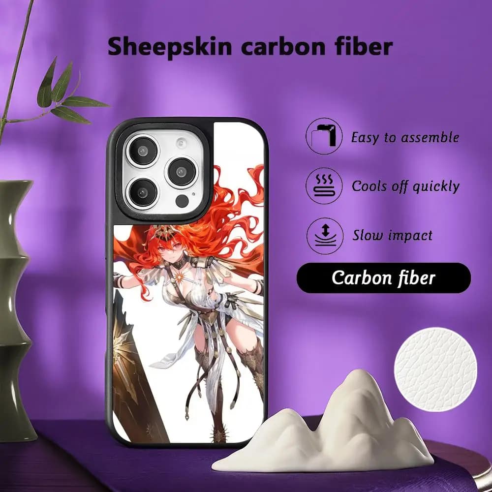 Wuthering Wave Augusta game girl Phone Case for iPhone 17 16 15 14 13 12 11 Pro Max Sheepskin Carbon fiber protective case
