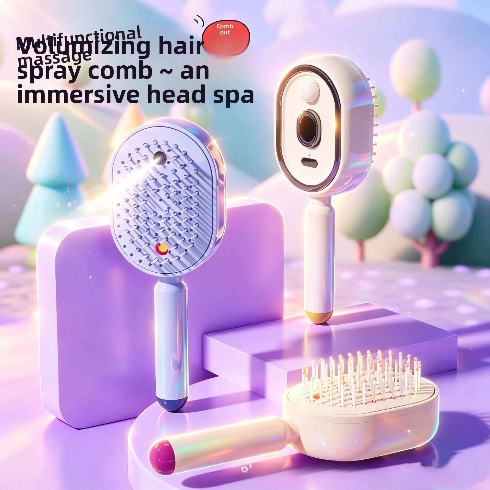 Electric Spray Airbag Massage Comb Essential Oil Atomization Care Self-cleaning Anti-static Hair Wrap Smooth Hair Comb Massage Comb, Electric Comb, Scalp Comb, Red Light Comb, Scalp Electric Massage Comb, Microcurrent Infrared Laser Comb