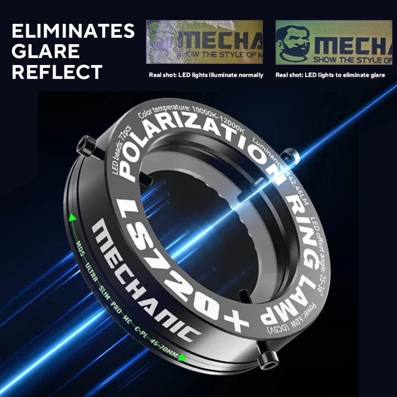LS720 Mechanical + Polarized Microscope Luminous Ring Anti-reflective LED Light Microscope Ring Lamp for precision welding repair