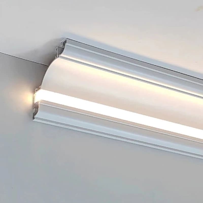 Angolo superiore LED Profilo in alluminio Linea luminosa in gesso Luce da soffitto libera Angolo Diffusore nero Lampada con profilo lineare a riflessione