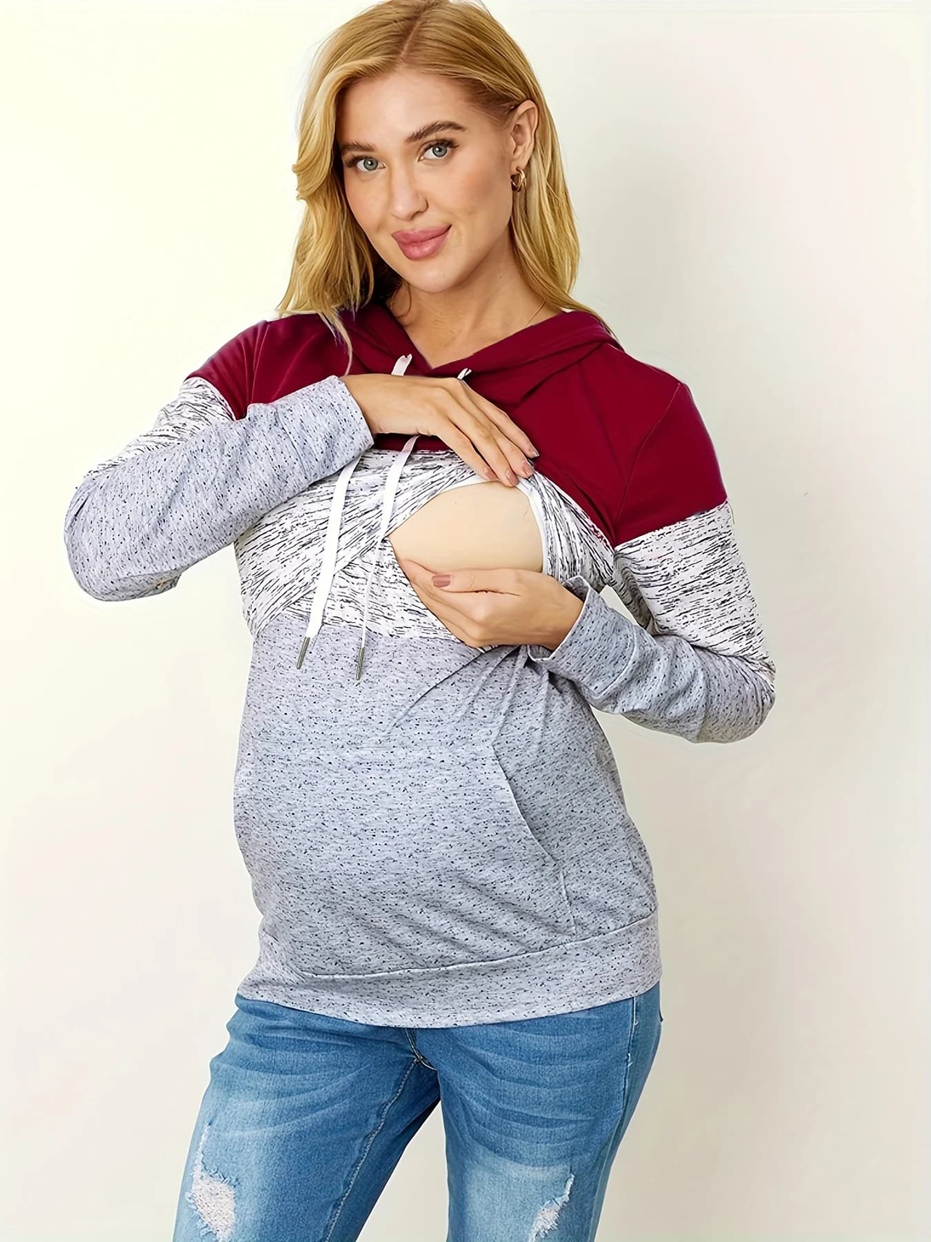 Pigiama premaman Pantaloncini da donna premaman a maniche lunghe girocollo stampato Top da allattamento T-shirt per l'allattamento al seno Abbigliamento da gravidanza