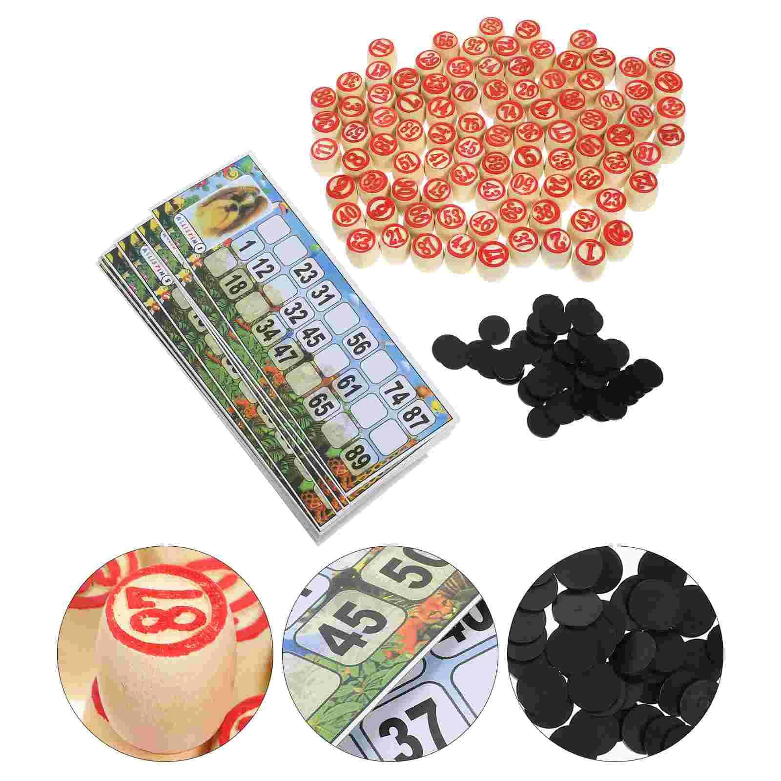 Numeri leggeri in legno Gioco di scacchi Giochi di scacchi Lotto russo Set di giochi di bingo Puntelli per feste Carte per la casa interattive