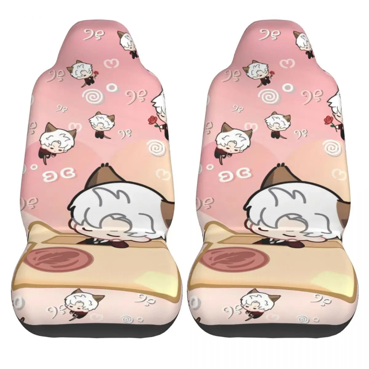 Anime Love And Deepspace Car Seat Covers for Extensible Cars in Polyester 2 Pieces Vintage Car Seat Covers