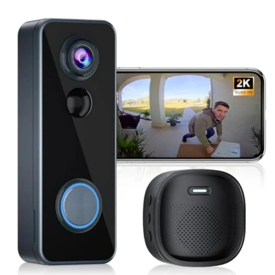 Doorbell Camera Wireless, Head-to-Toe Video - No Subscription Required, 2K HD Live View, Two-Way Talk, Smart Video Doorbell wit