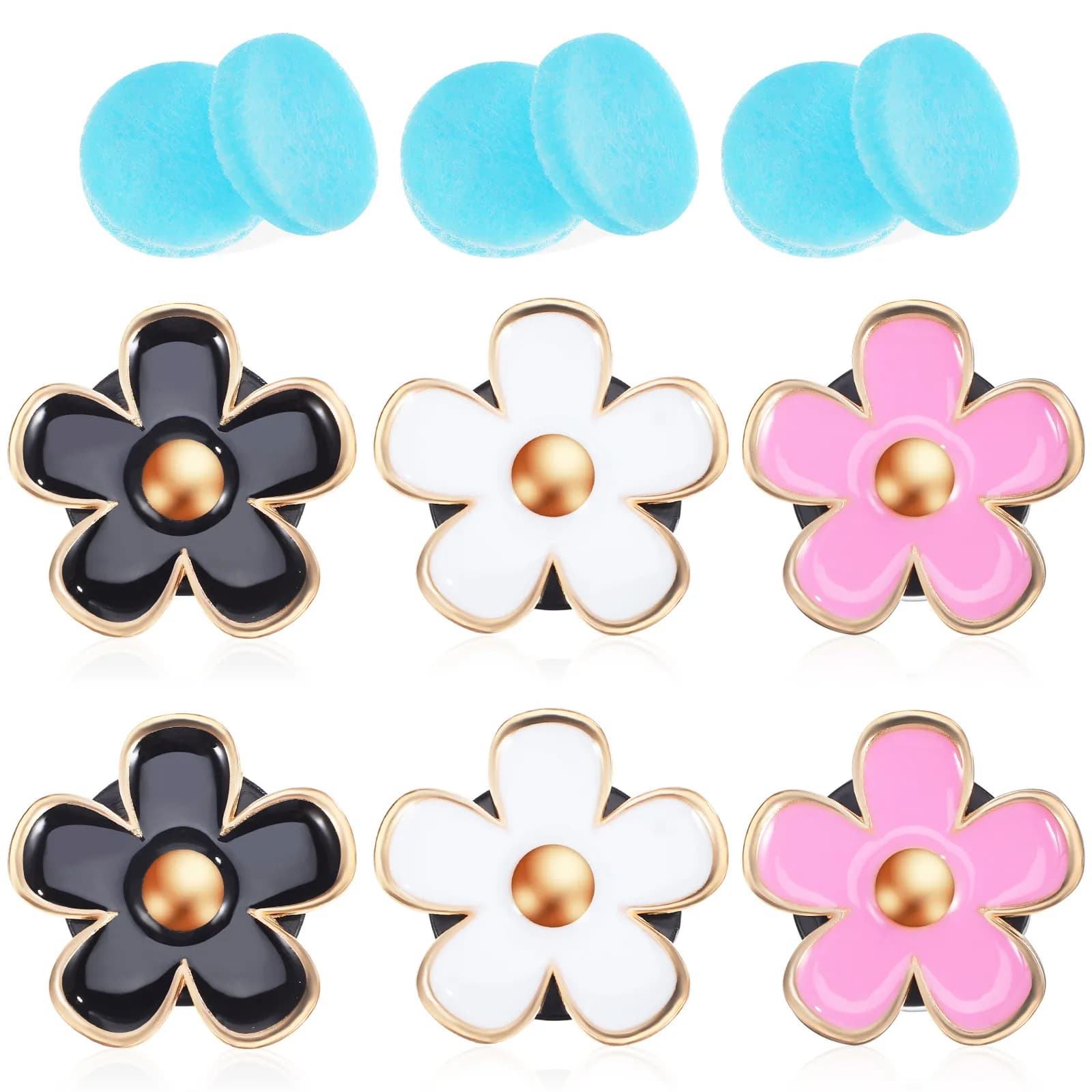 6 Pezzi Clip Profumatori per Auto a Forma di Fiore, Accessori per Bocchette d'Aria, Design Compatto e Alla Moda, Tamponi Profumati Rimovibili