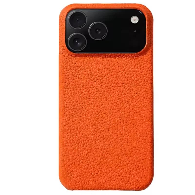 Cover in pelle arancione in PU per iPhone 17 Pro, custodia per iPhone 17 Pro Max, 17Pro, 17ProMax, effetto pelle bovina simulata
