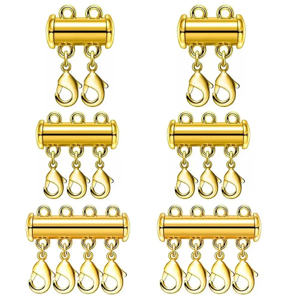 2 pcs multifile necklace with snap hook, sliding magnet, tube connector, for jewelry creation, bracelets, diy necklace