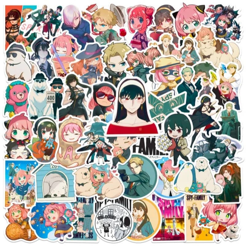 50 Pezzi Adesivi Divertenti Anime SPY×FAMILY Anya Forger, Decorazioni Fai-da-Te per Quaderni, Telefoni, Laptop, Simpatici Decalcomani Cartoon