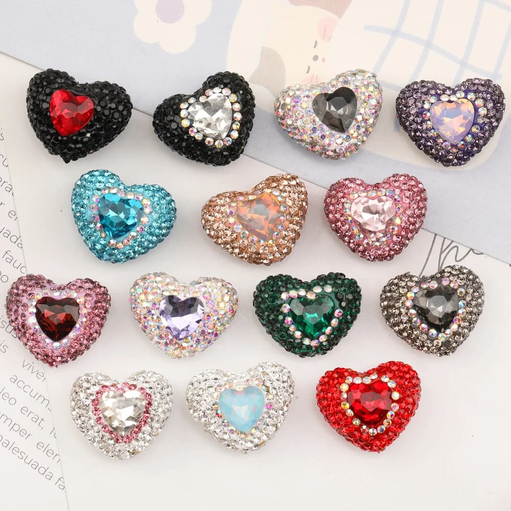 Design cordiale 40 pezzi 20*24MM perline fai da te/effetto strass/fatto a mano/risultati e componenti di gioielli/forma a cuore/perline di argilla polimerica