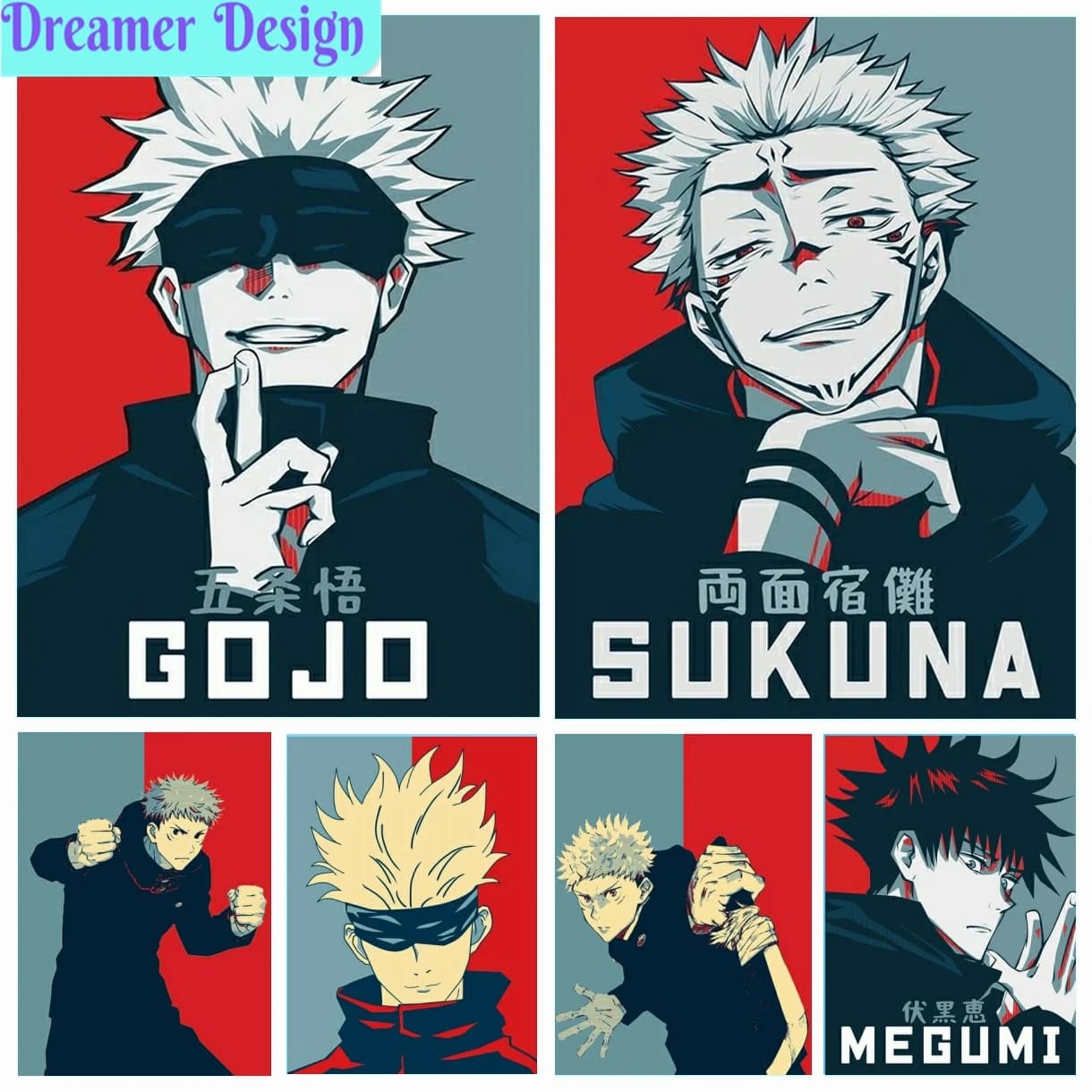 Anime giapponese Jujutsu Kaisen Gojo Satoru Megumi Sukuna Pittura diamante 5D fai da te arte mosaico ricamo punto croce modello parete