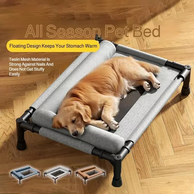 Pet Furniture Mesh Elevated Dog Beds Breathable Removable Raised Dog Bed With Soft Pillow Outdoor Dog Cat Bed Patio Sunbathing