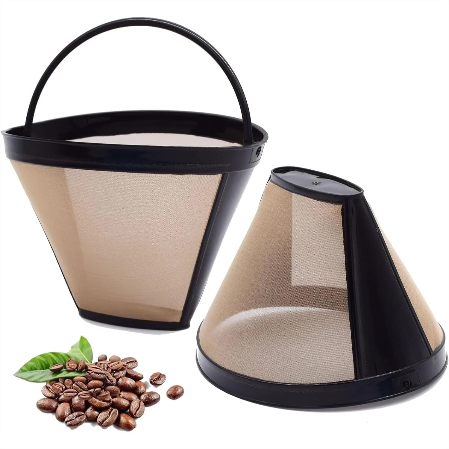 Reusable #4 Cone Coffee Filters for Drip Coffee Makers, 2-Pack Replacement for Basket Brewers