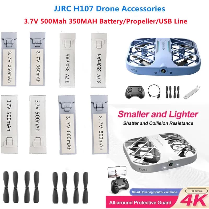 JJRC H107 Mini RC Drone Battery 3.7V 500Mah 350MAh Battery Propeller USB Line For JJRC H107 Drone Accessories JJRC H107 Drone