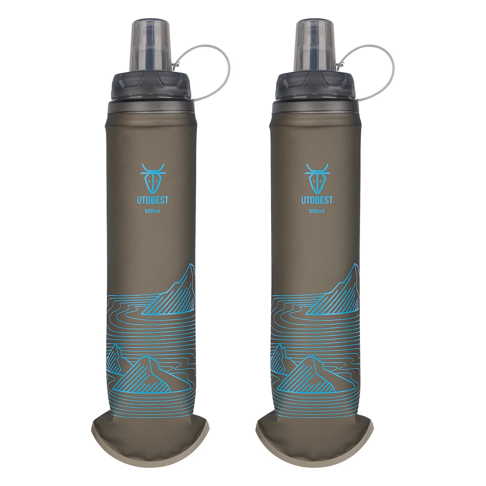 UTOBEST 500ml Soft Flask with 42mm Wide Mouth TPU Collapsible Water Bottle Flexible Hydration Pack for Running Hiking Cycling