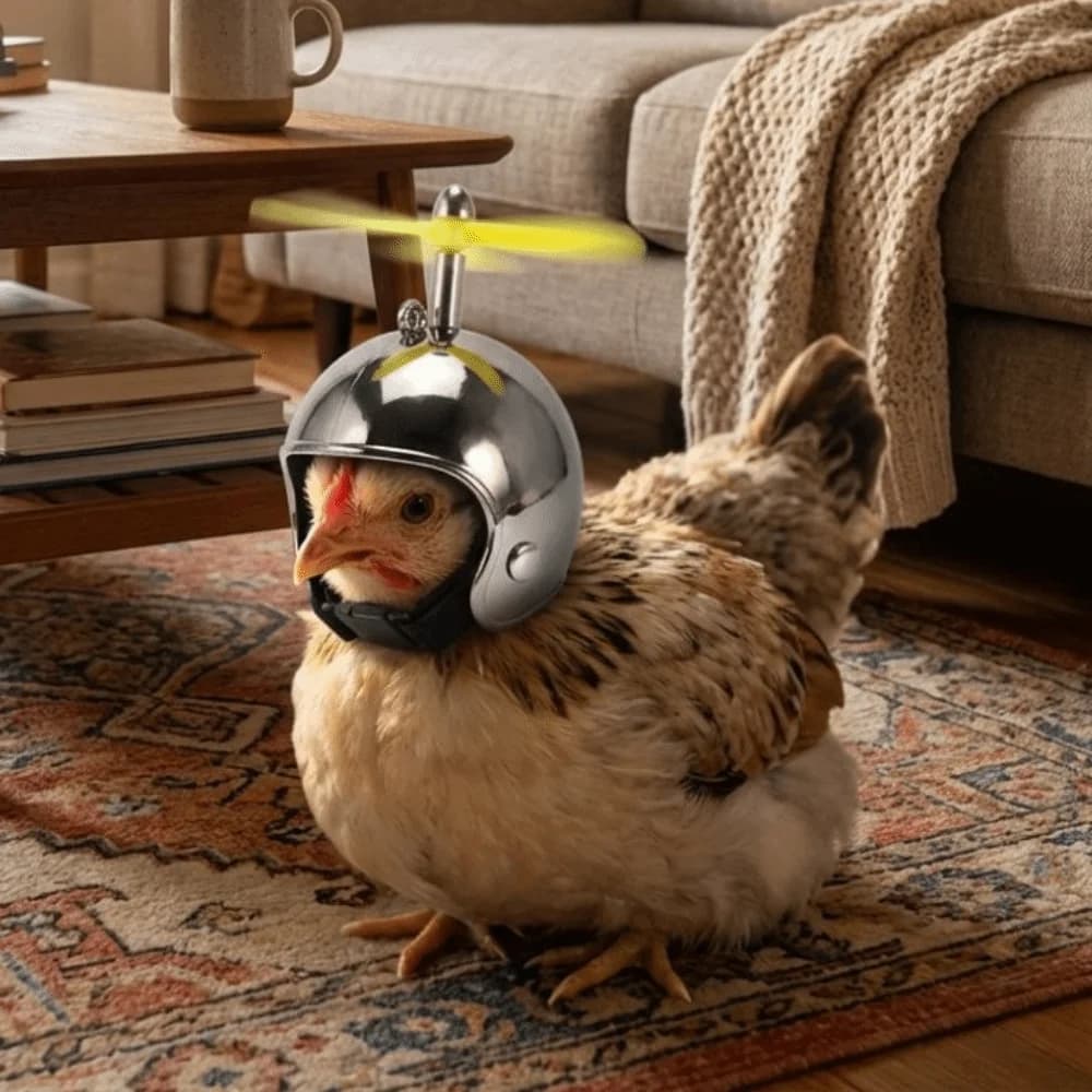 Casco di Protezione Solare per Pappagalli con Elica, Cappello Protettivo Impermeabile per Polli, Stile Moto in Plastica