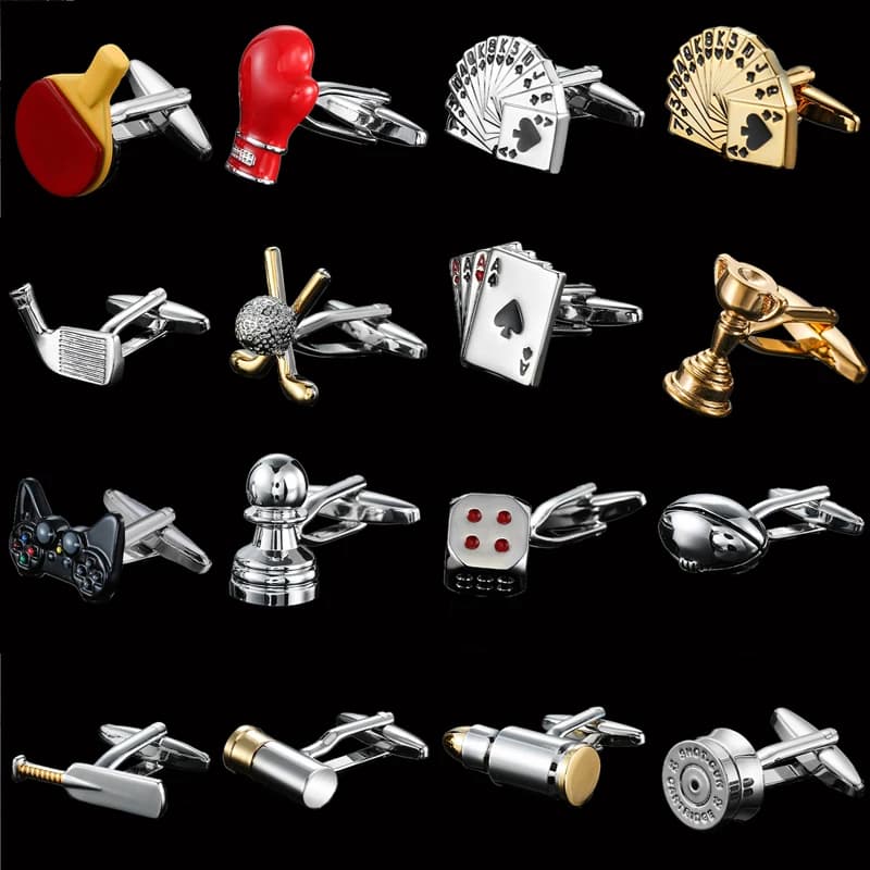 Gemelli per camicia francese da uomo alla moda, sport di fascia alta, dadi per scacchi da golf, polsini da poker, bottoni, accessori per abiti da sposa, gioielli regalo