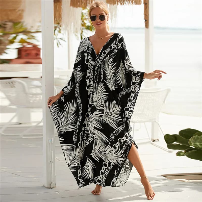 Beach dress caftano a pipistrello with print animals strong size for women, swimsuit, home cover