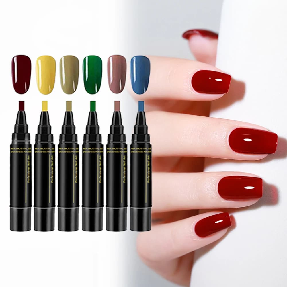 Kit Penna Smalto Gel Unghie One-Step Portatile 6 Colori Asciugatura Rapida Pennarelli Smalto Unghie Penna per Manicure Fai da Te Nail Art