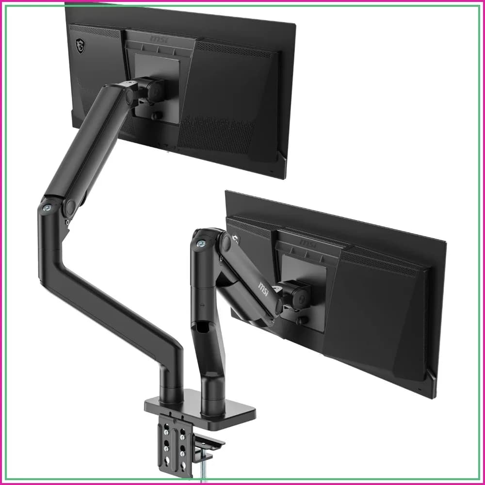 Heavy Duty Dual Monitor Stand Arms, 17-45" Support, VESA Compatible, 44 lbs per Screen, Clamp & Grommet, Quick Release Plate