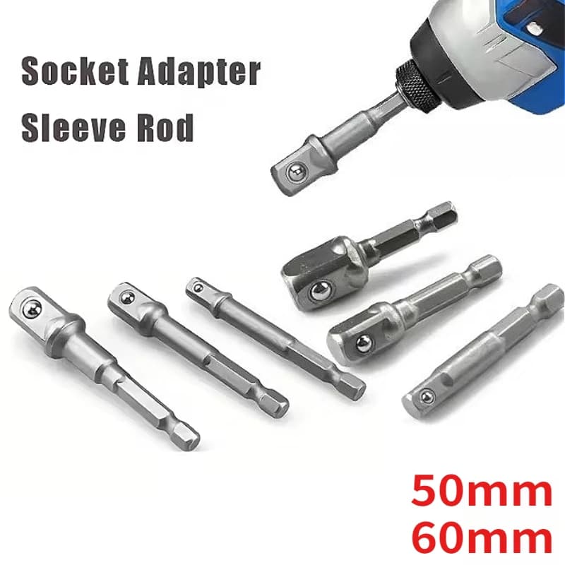 3 pz Set di adattatori per prese in acciaio al cromo vanadio codolo esagonale 1/4 "3/8" 1/2 "punte da trapano di estensione set barra adattatore estensione utensile elettrico