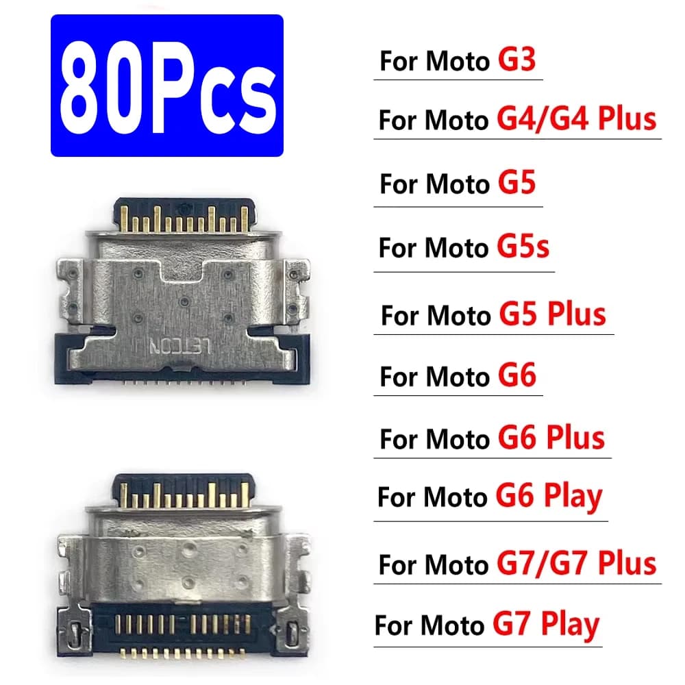 80 Pezzi, Nuovo Connettore Porta di Ricarica USB, Presa Jack di Ricarica, Connettore a Coda per Moto One G3 G4 G5 G5S G6 Play G7 Plus G8 Power Lite