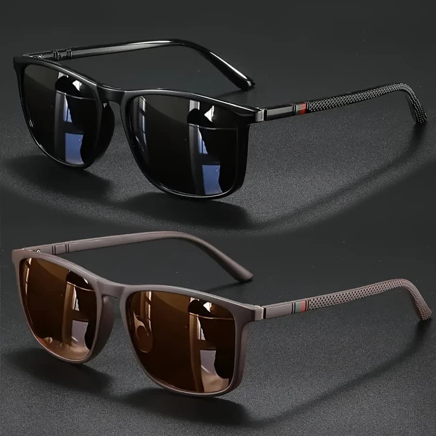 2-Pack Stylish Retro Square Frame Trendy Futuristic Glasses Unisex for Driving, Vacation, Outdoor Cycling, Sports, Suitable for All-Season Gifting