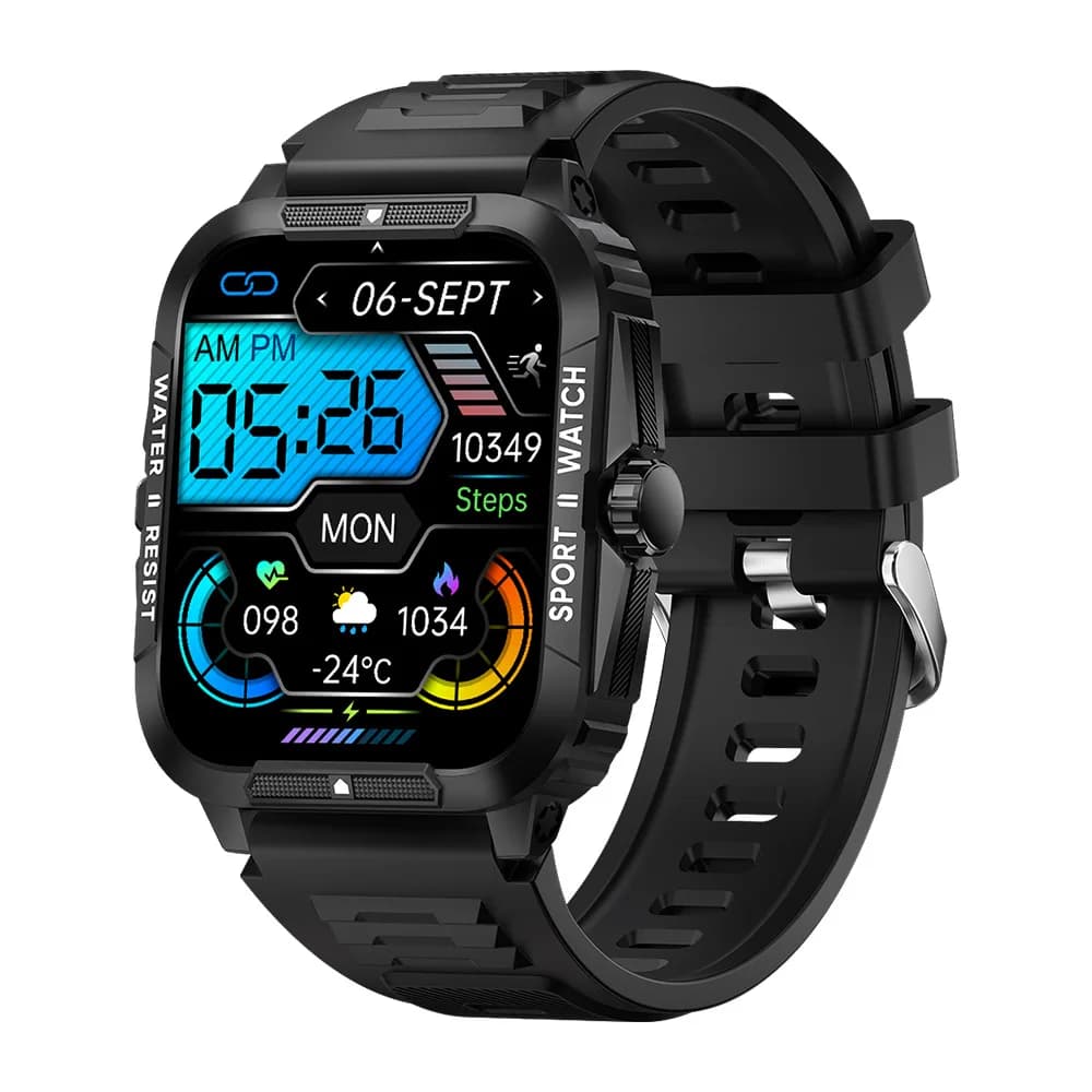 P76 Outdoor Sports Smart Watch 1.96 Inch Screen Calls BT Heart Rate Health Monitor 3ATM Waterproof Long Battery Life Smartwatch