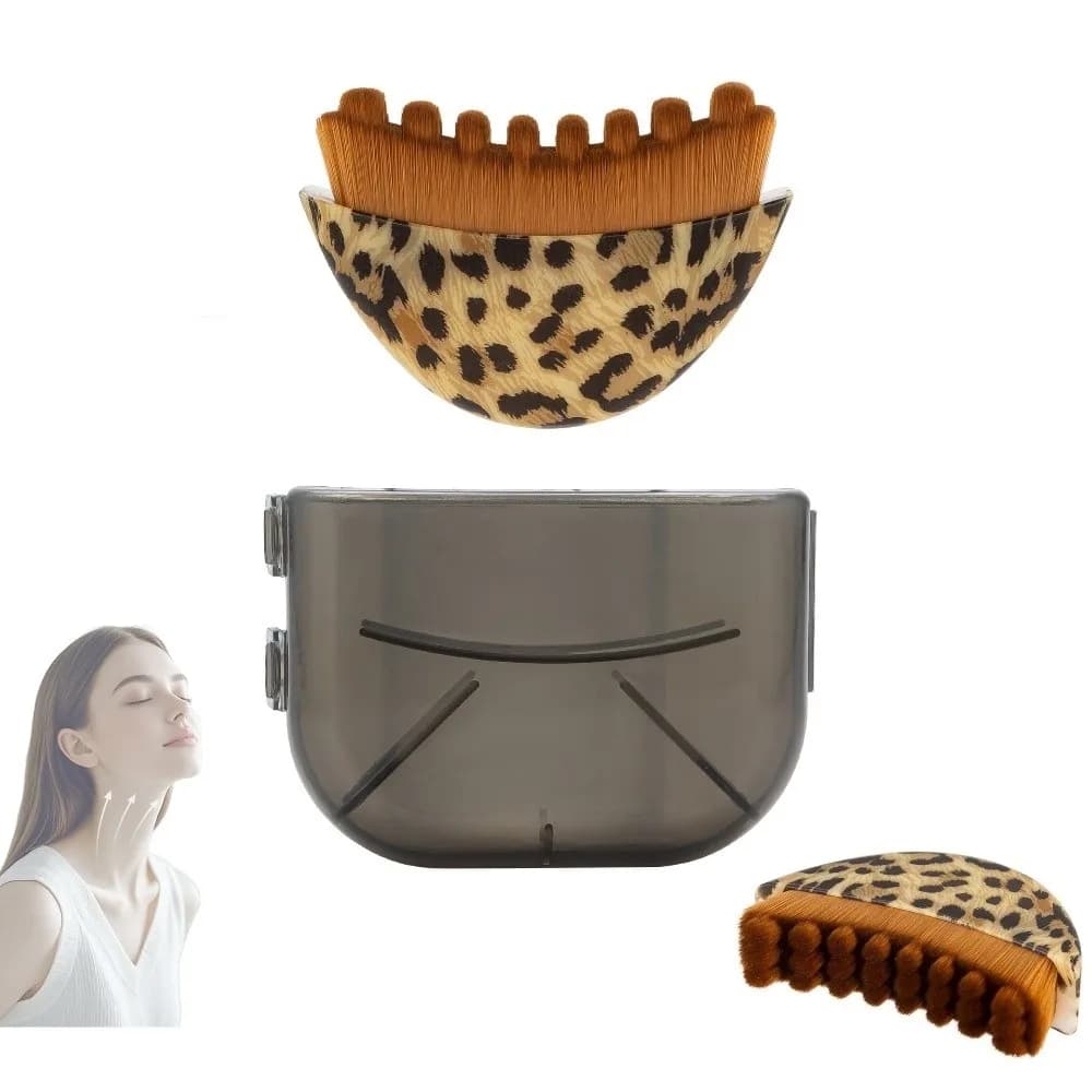 Lymphatic contour brush with leopard print Multifunctional portable massager for lymphatic drainage for face and chin, reduces swelling