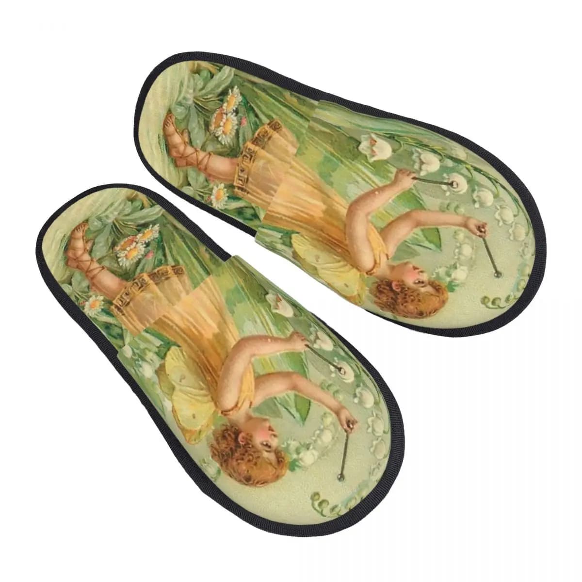 Victorian Guest Slippers with Fairy Angel for Women's Bath Slippers with Custom Print