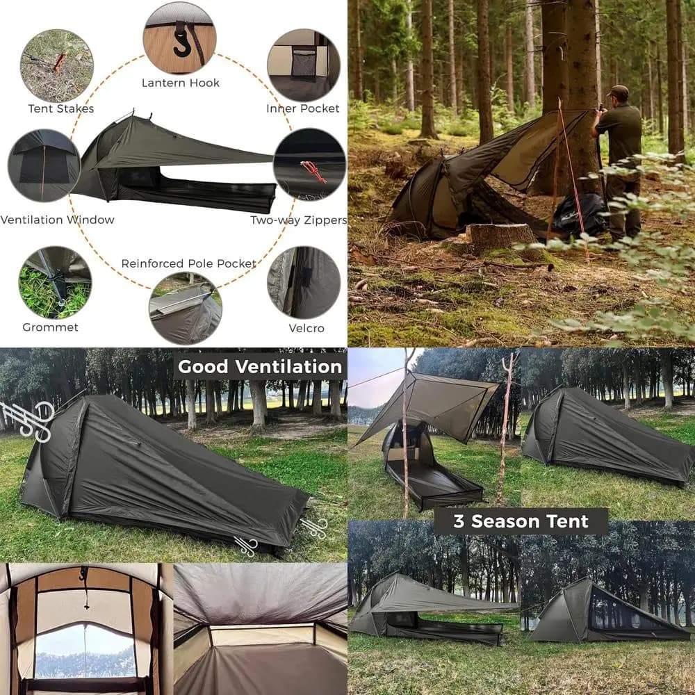 Complete tent for Solitary hikers, 3 Seasons, Fast installation with Raincoat